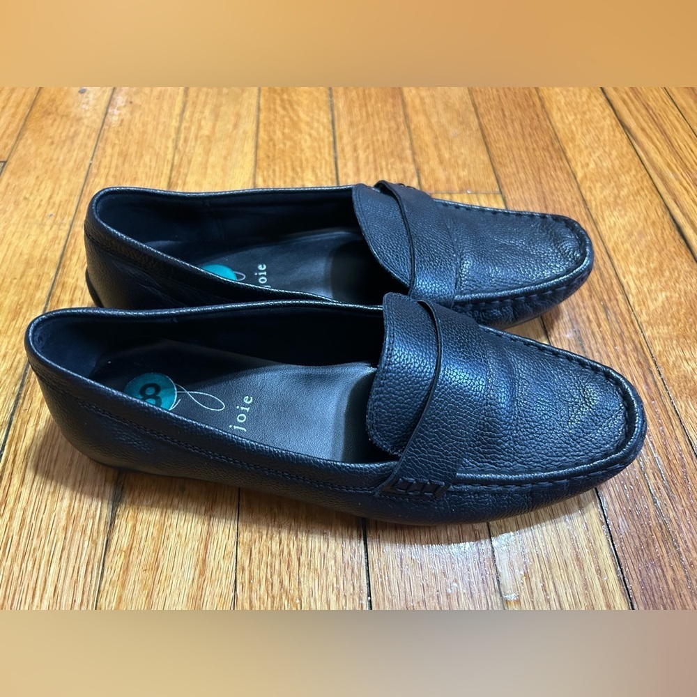 Joie Black Leather Penny Loafers for Women